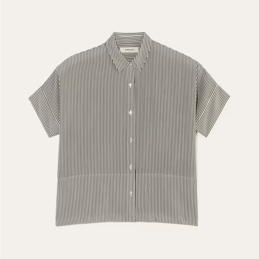 Everlane Boxy Short-Sleeve Silk Shirt